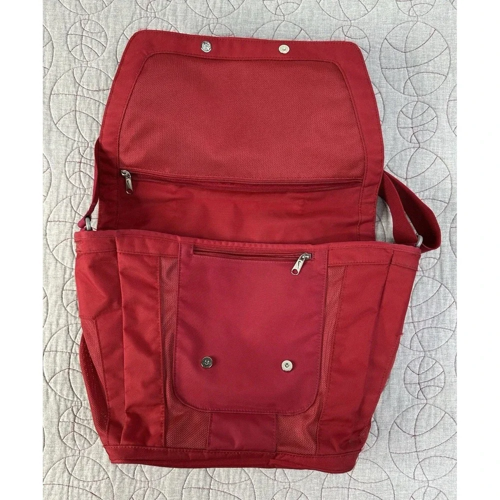 VTG Nike Center Swoosh Red Nylon Laptop‎ Side bag Satchel